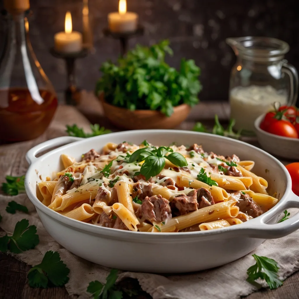 One Pot Creamy Beef Pasta