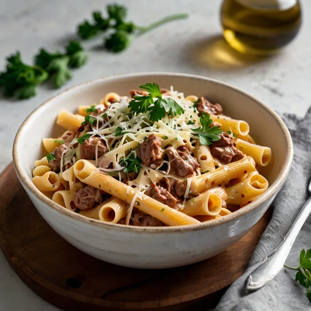 One Pot Creamy Beef Pasta