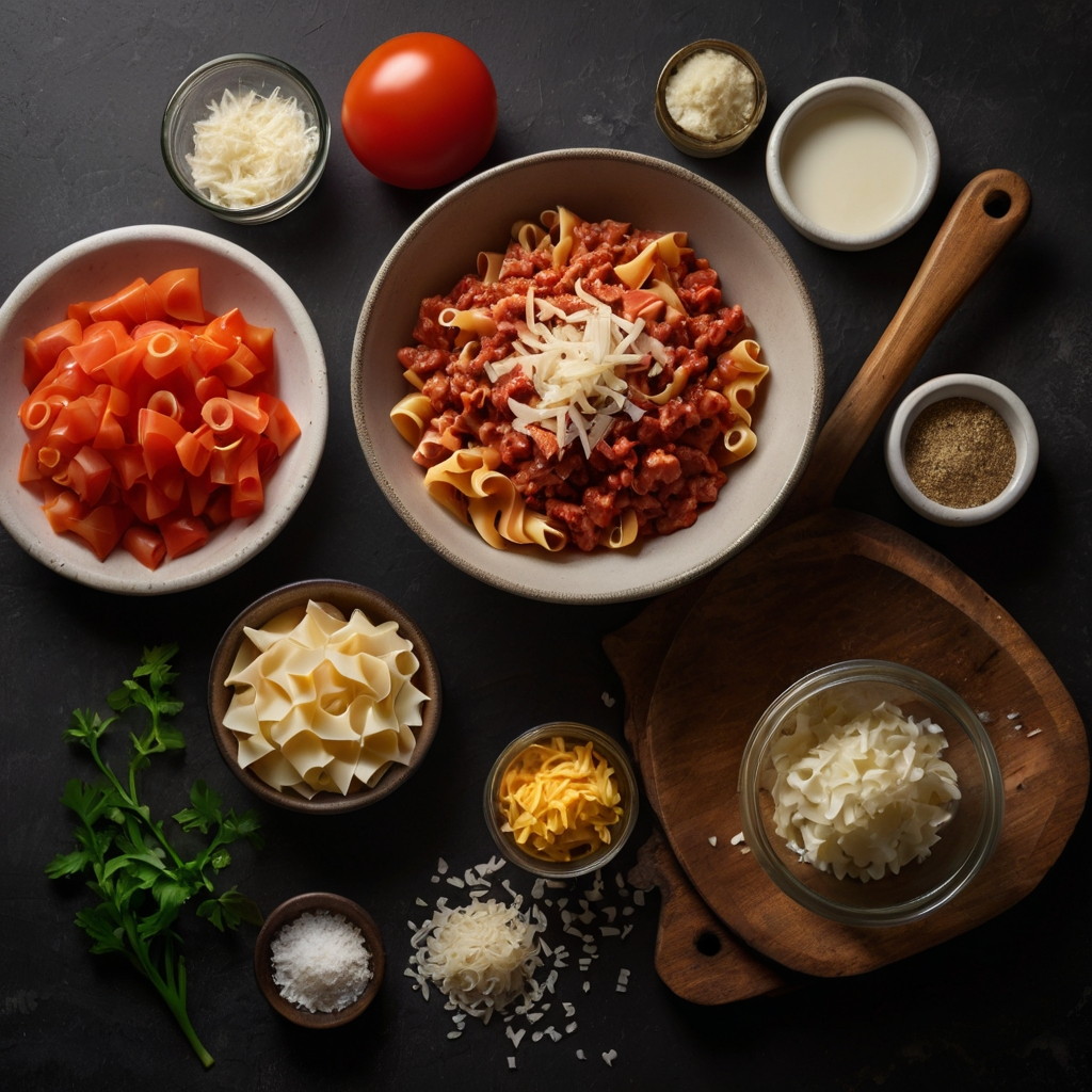 Ingredients for Creamy Ground Beef Pasta